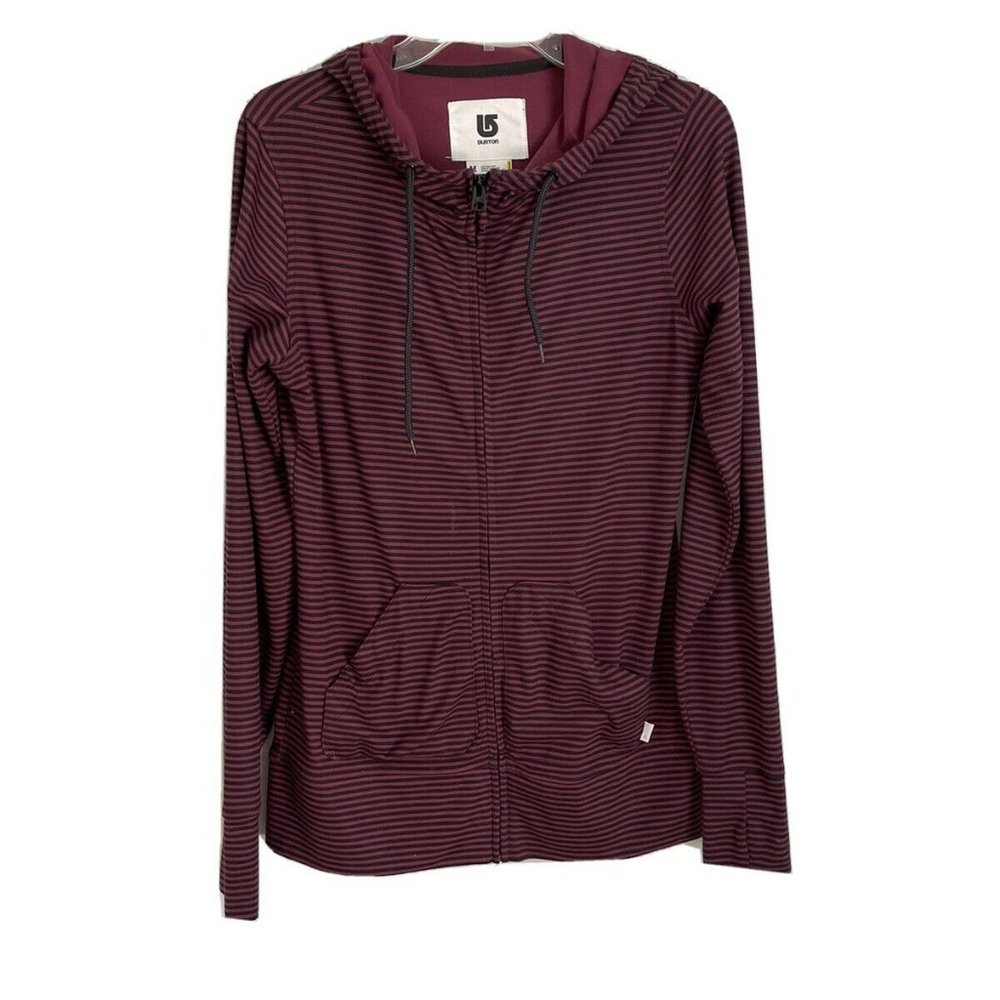 Burton DryRide Women's Burgundy Stripe Hooded Jacket Thumbholes